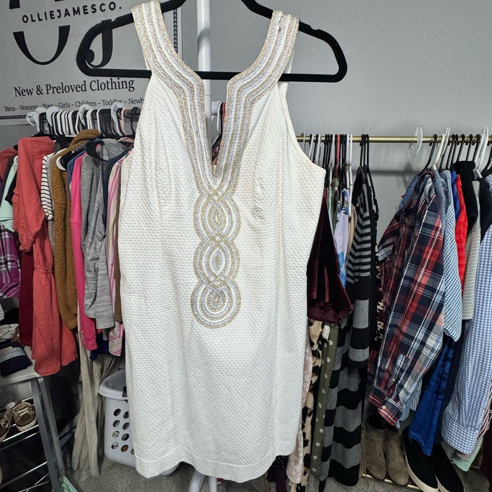 Lilly Pulitzer White and Gold Sleeveless Dress